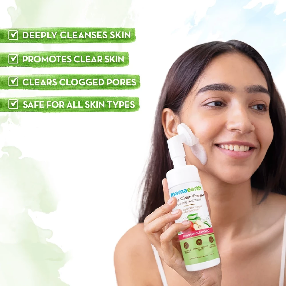 Apple Cider Vinegar Foaming Face Wash with Apple Cider Vinegar and Aloe Vera Water for Deep Cleansing, 150ml-3.webp